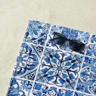 Serviette De Plage Carrelage méditerranéen, Portugais, Azulejo, Majol
