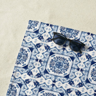 Serviette De Plage Carrelage méditerranéen, Portugais, Azulejo, Majol