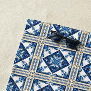 Serviette De Plage Carrelage méditerranéen, Portugais, Azulejo, Majol