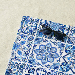 Serviette De Plage Carrelage méditerranéen, Portugais, Azulejo, Majol