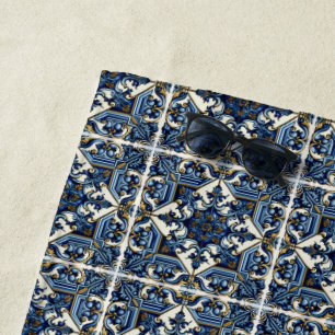 Serviette De Plage Carrelage méditerranéen, Portugais, Azulejo, Majol
