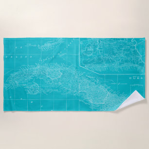 Serviette De Plage Carte Blue Cuba