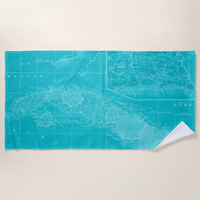 Serviette De Plage Carte Blue Cuba (Devant)