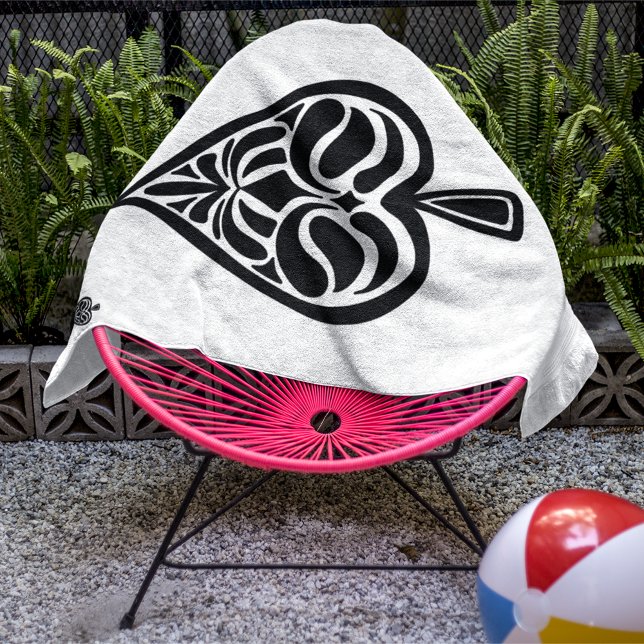 Serviette De Plage Carte de jeu Ace of Spades Black and White (Créateur téléchargé)