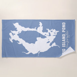 Serviette De Plage Carte de la silhouette du lac Big Island Pond New