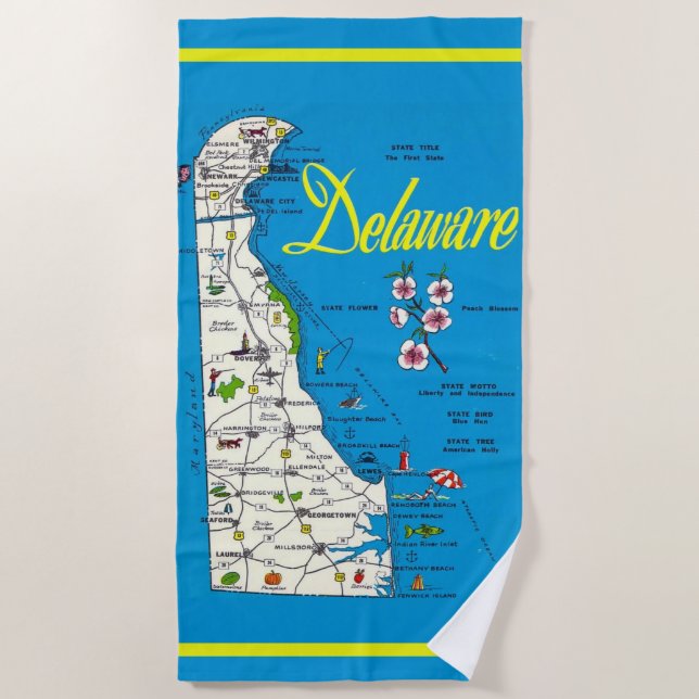 Serviette De Plage Carte Delaware (Devant)