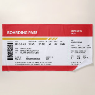 Serviette De Plage Carte d'embarquement - Rouge