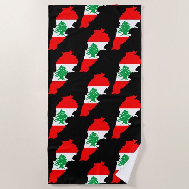 Serviette De Plage Carte du Liban avec drapeau (Devant)