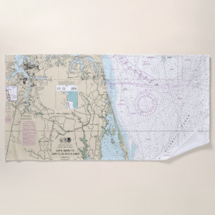 Serviette De Plage Carte marine légère Cape Henry à Currituck Beach