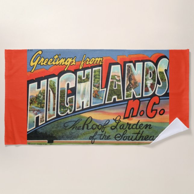 Serviette De Plage Carte postale NC vintage Highlands (Devant)