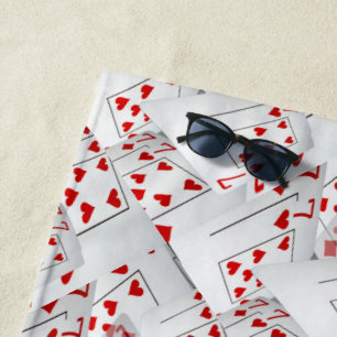 Serviette De Plage Cartes De Poker Coeur Et Diamants De Lucky Sevens,