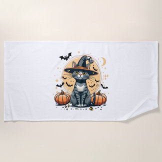 Serviette De Plage Cartes graphiques pour chat entourées de 1