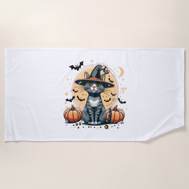 Serviette De Plage Cartes graphiques pour chat entourées de 1 (Devant)