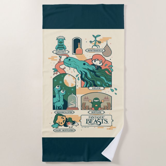 Serviette De Plage Cartoon Fantastic Beasts Scenes (Devant)