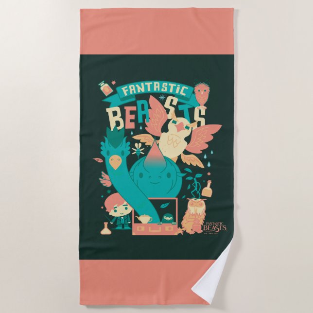 Serviette De Plage Cartoon Fantastic Beasts With Newt Scamander (Devant)