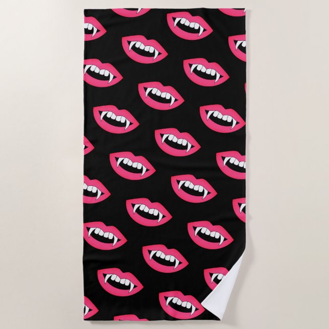 Serviette De Plage Cartoon Monster Vampire Lèvres pointes dents dents (Devant)