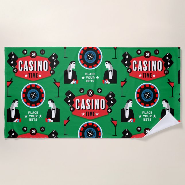Serviette De Plage Casino Gambling Poker Roulette (Devant)