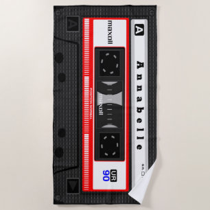 Serviette De Plage Cassette de la vieille école géante personnalisée