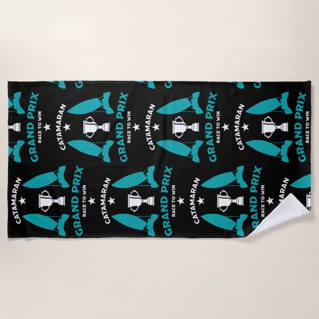 Serviette De Plage Catermaran Hydrofoil Sailboat Racing (Devant)