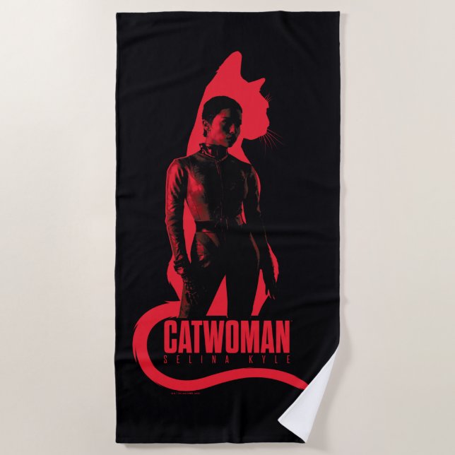 Serviette De Plage Catwoman Selina Kyle Chat Silhouette (Devant)