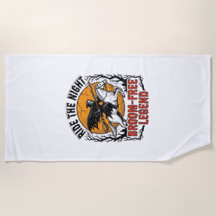 Serviette De Plage Cavalier Halloween Vintage Art Spooky Sans Balai_1