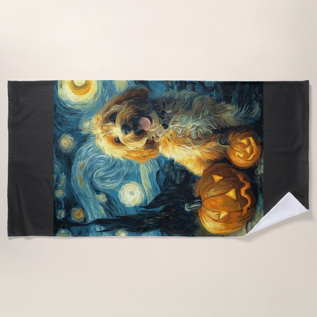 Serviette De Plage Cavapoo Chien Mignon Halloween Jack O Lanterne Cit (Devant)