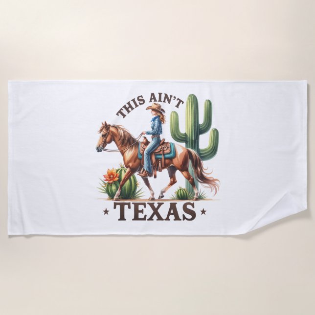 Serviette De Plage Ce Cheval Cowgirl n'est pas Texas (Devant)