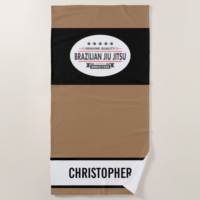 Serviette De Plage Ceinture Brown BJJ Qualité Depuis 1925 Gym Dojo (Devant)