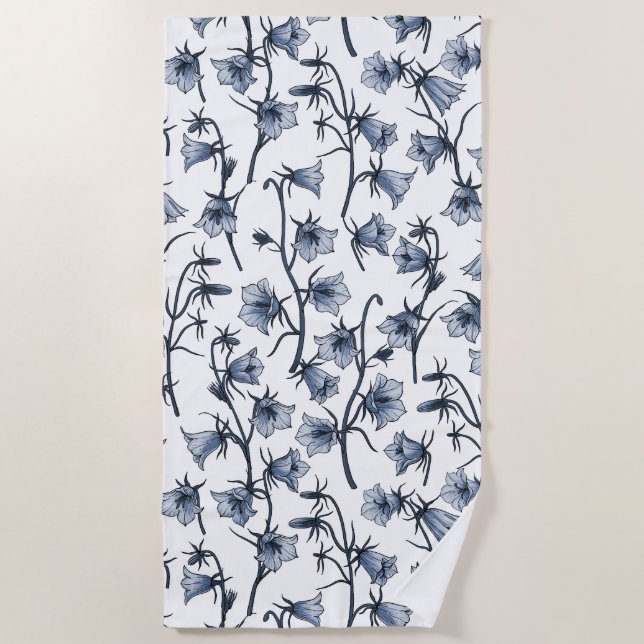 Serviette De Plage Cellules bleues, Cloches, Bellflowers (Devant)