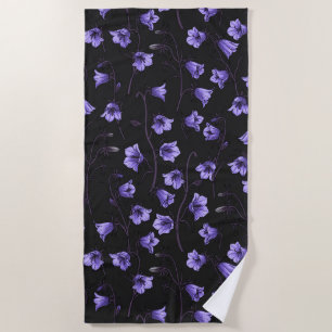 Serviette De Plage Cellules bleues de minuit, cloches, Bellflowers