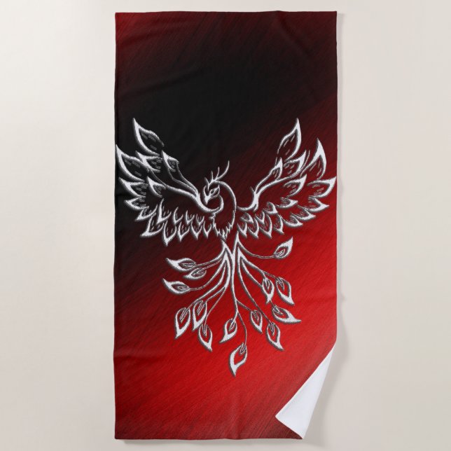 Serviette De Plage Cendres noires rouges et Phénix (Devant)