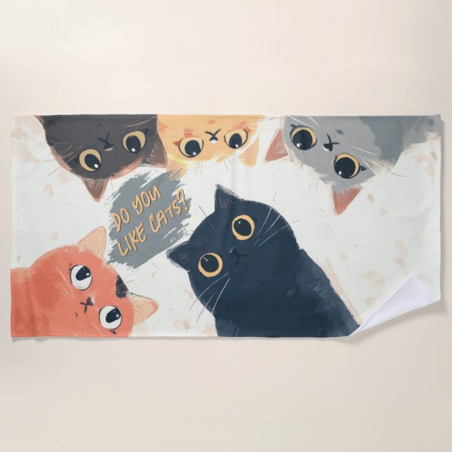 Serviette De Plage Cercle de chats mignons – Illustration de chat kaw (Devant)