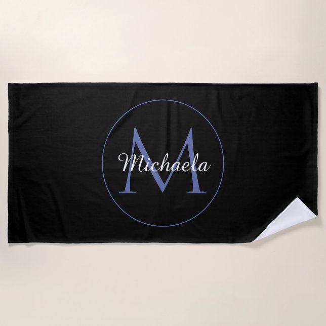 Serviette De Plage Cercle minimal moderne nom initial monogramme mode (Devant)