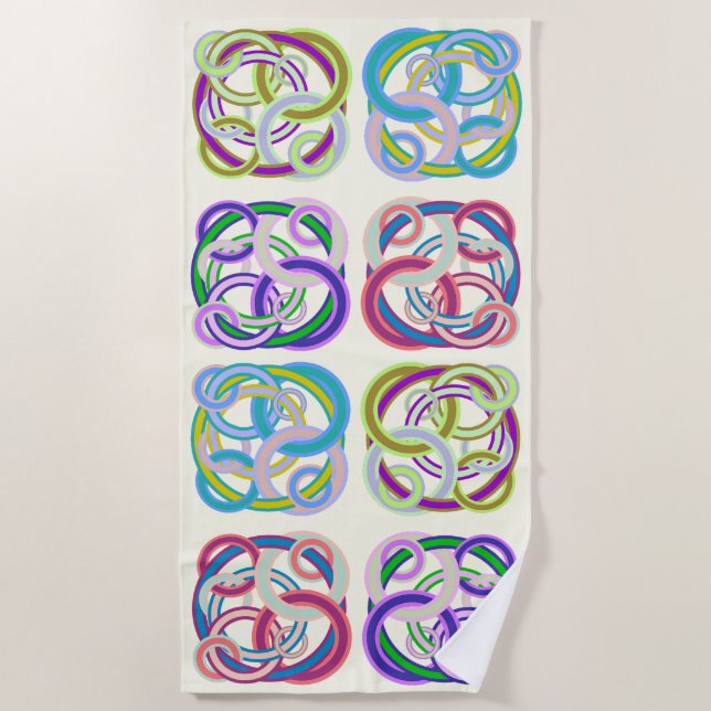 Serviette De Plage Cercles colorés intriqués (Devant)
