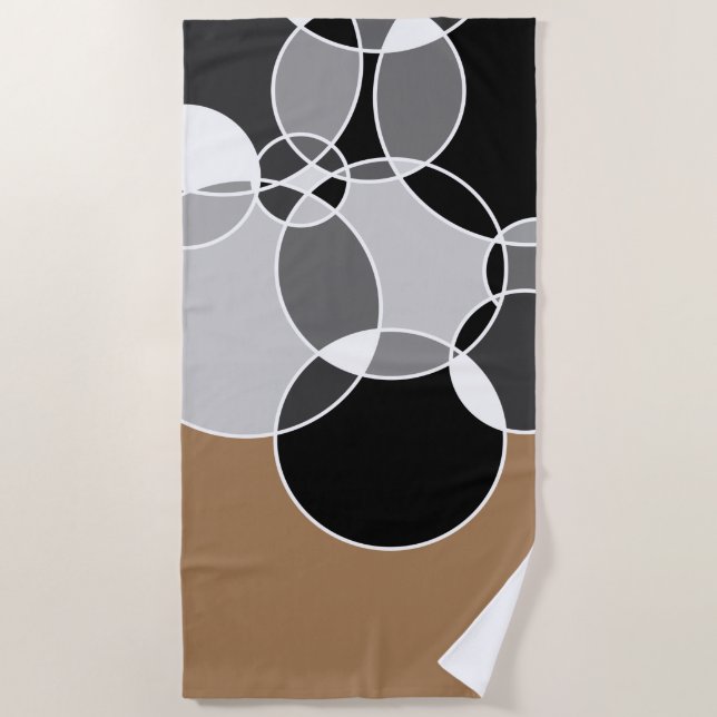 Serviette De Plage Cercles géométriques gris vif superposés (Devant)