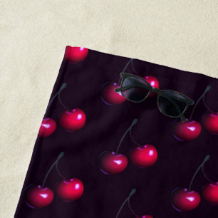 Serviette De Plage Cerises rouges pourpres foncées