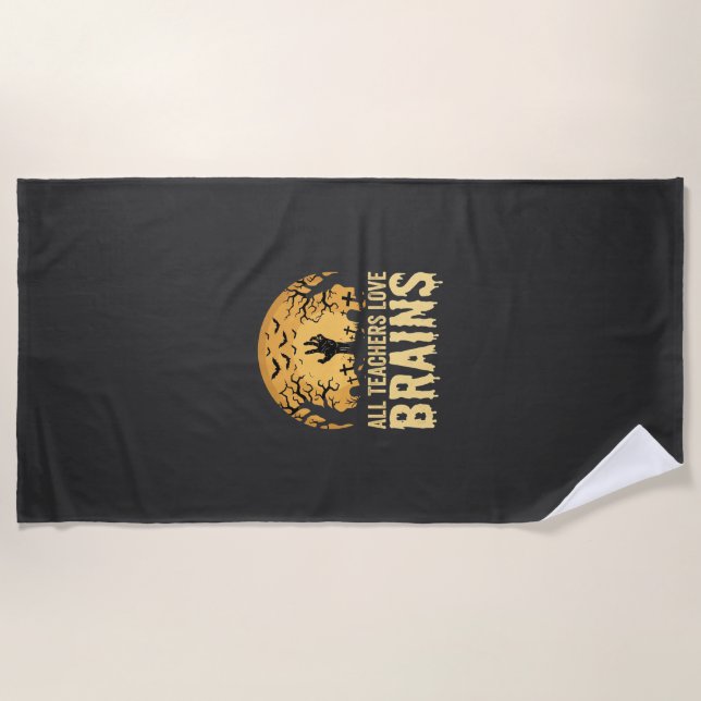 Serviette De Plage Cerveaux de professeurs d'Halloween (Devant)