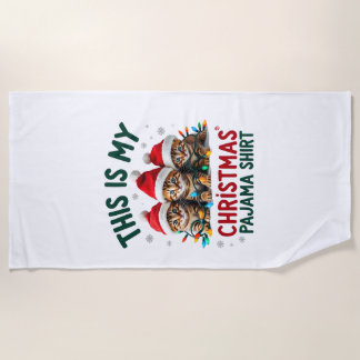 Serviette De Plage C'est mon maillot de pyjama de Noël Chaton Amoureu