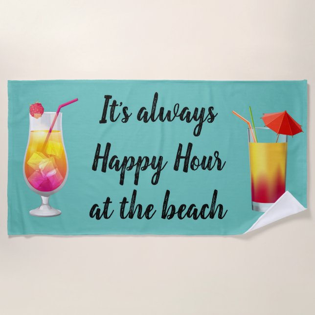 Serviette De Plage C'est toujours de l'Happy Hour Cocktail (Devant)
