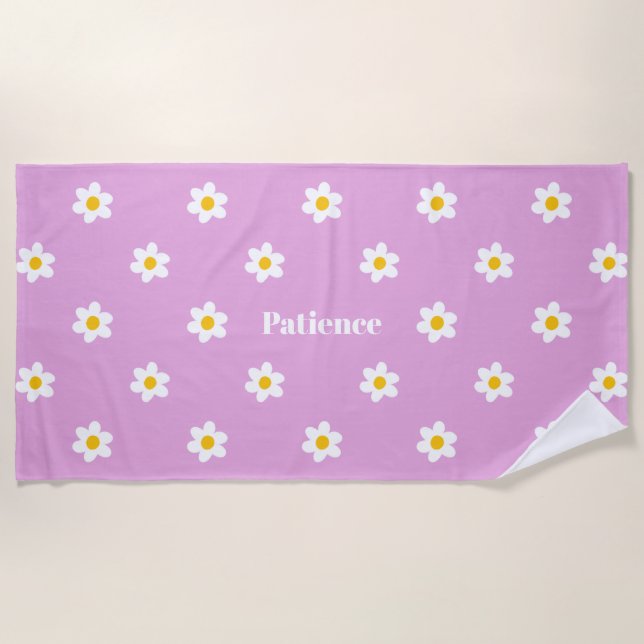Serviette De Plage Chaîne de marguerites roses  (Devant)
