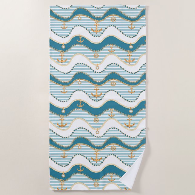 Serviette De Plage Chaînes et cordes d'ancre Nautica  (Devant)