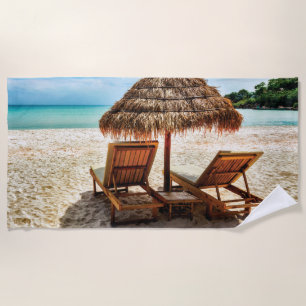 Serviette De Plage Chaises longues sur la plage coussin