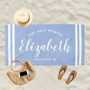 Serviette De Plage Chambray Blue Girls Weekend Nom personnalisé