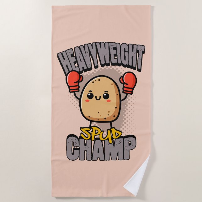 Serviette De Plage Championnat de boxe de pomme de terre poids lourd  (Devant)