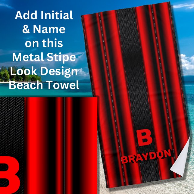 Serviette De Plage Changer le nom initial ajouter un nom rouge sur ba (Créateur téléchargé)