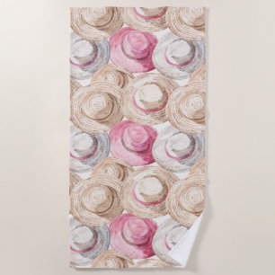 Serviette De Plage Chapeaux de paille blancs crème rose