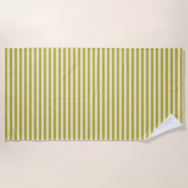 Serviette De Plage Chartreuse et crème Motif simple à rayures (Devant)