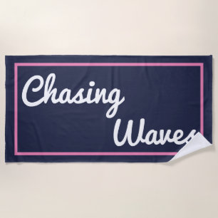 Serviette De Plage Chasing Waves Navy et Pink Beach Towers