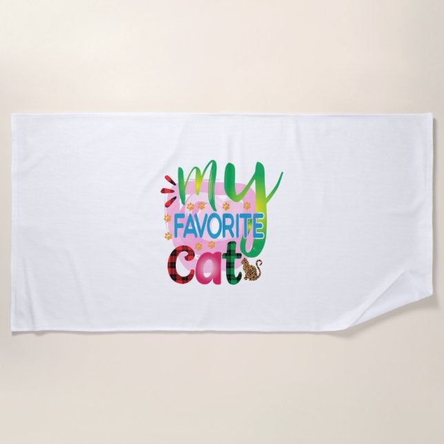 Serviette De Plage Chat Art Mon Chat préféré (Devant)