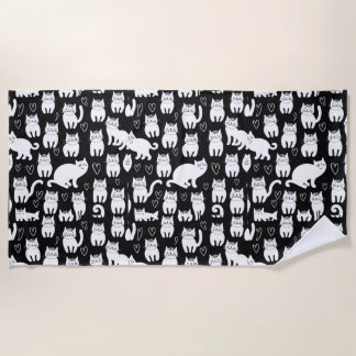 Serviette De Plage Chat Chats Kitten Kittens Motif sans fin